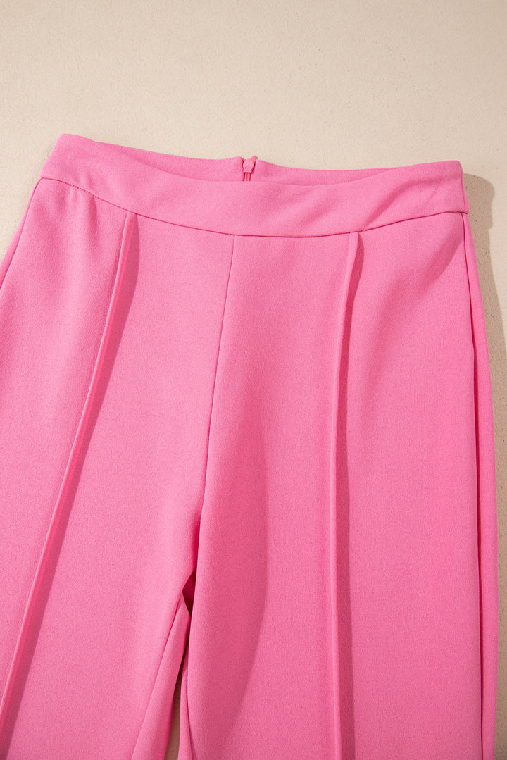 Vintage Style Sachet Pink High Waist Central Seam Flared Pants