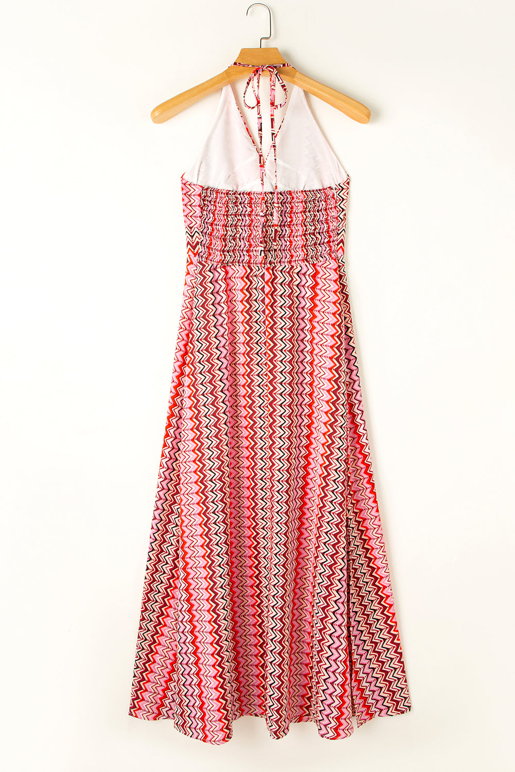 Red Halter Neck Tribal Boho Printed Backless Maxi Dress