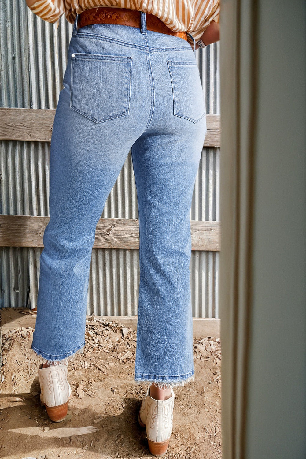 Raw Hem High Waist Flared Jeans in Light, Medium, & Dark Washes