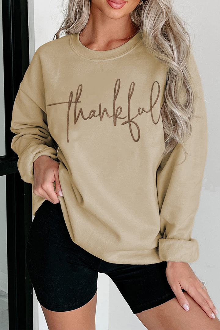Be Thankful with this Drop Shoulder Pullover Sweatshirt