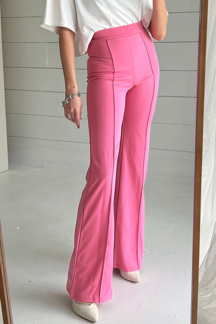 Vintage Style Sachet Pink High Waist Central Seam Flared Pants