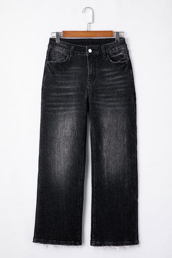Raw Hem High Waist Flared Jeans in Light, Medium, & Dark Washes
