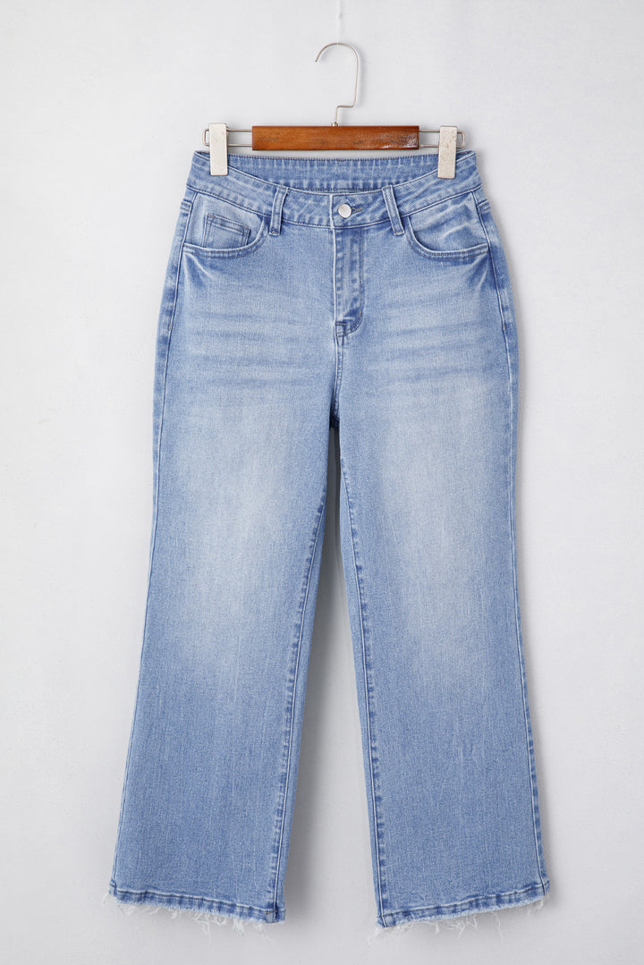 Raw Hem High Waist Flared Jeans in Light, Medium, & Dark Washes