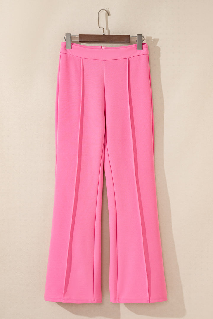 Vintage Style Sachet Pink High Waist Central Seam Flared Pants