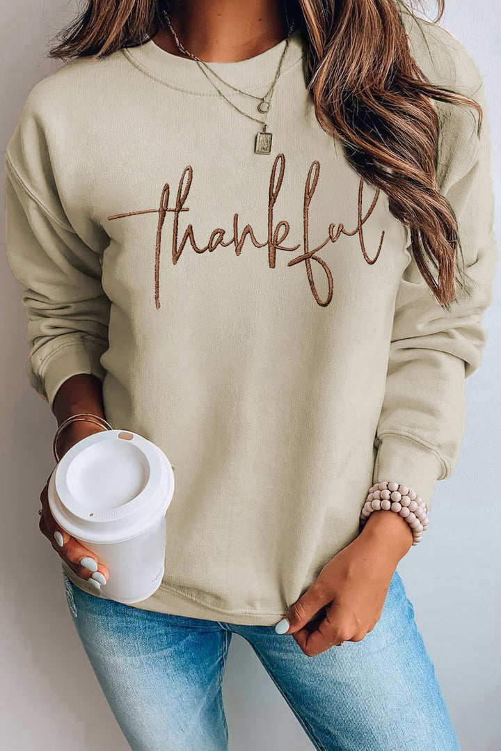 Be Thankful with this Drop Shoulder Pullover Sweatshirt