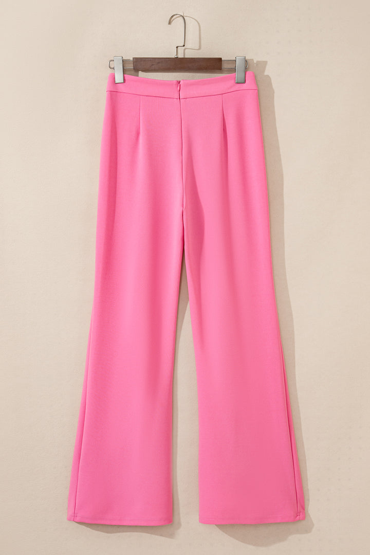 Vintage Style Sachet Pink High Waist Central Seam Flared Pants