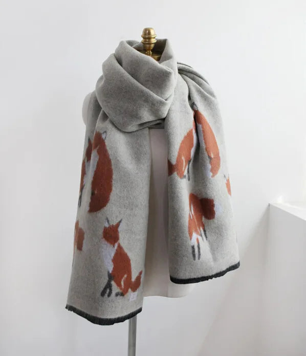 Luxury Warm Cashmere Foxy Foulard Scarf