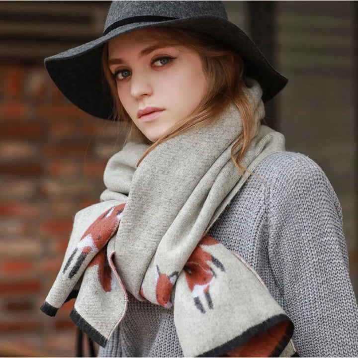 Luxury Warm Cashmere Foxy Foulard Scarf