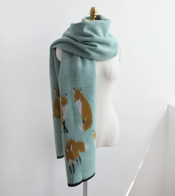 Luxury Warm Cashmere Foxy Foulard Scarf