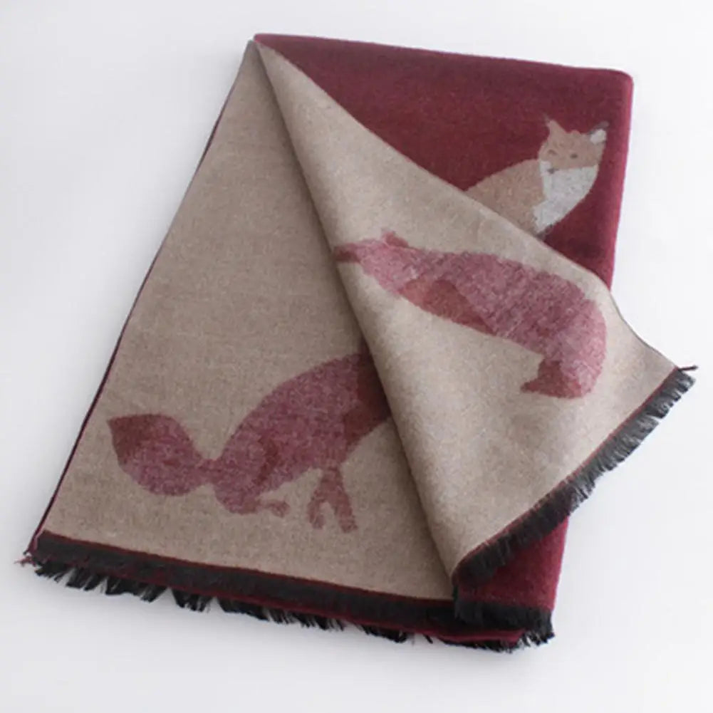 Luxury Warm Cashmere Foxy Foulard Scarf