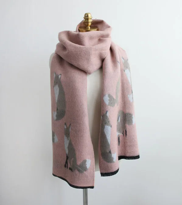 Luxury Warm Cashmere Foxy Foulard Scarf