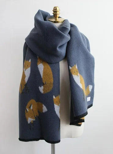 Luxury Warm Cashmere Foxy Foulard Scarf