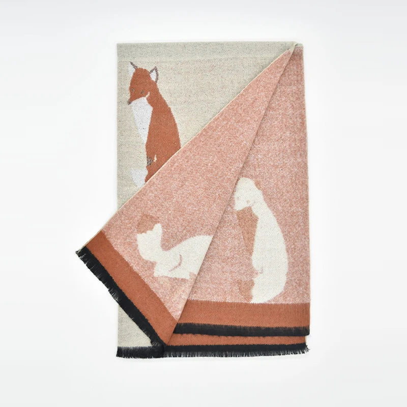 Luxury Warm Cashmere Foxy Foulard Scarf