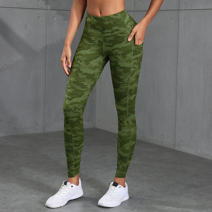 Camouflage High Waist Stretchy Fitness Leggings w Pockets