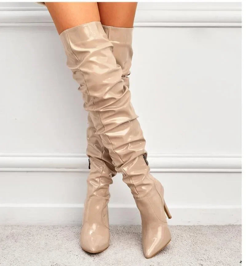 Stylish & Trendy Slouchy Over-The-Knee Stiletto Boots