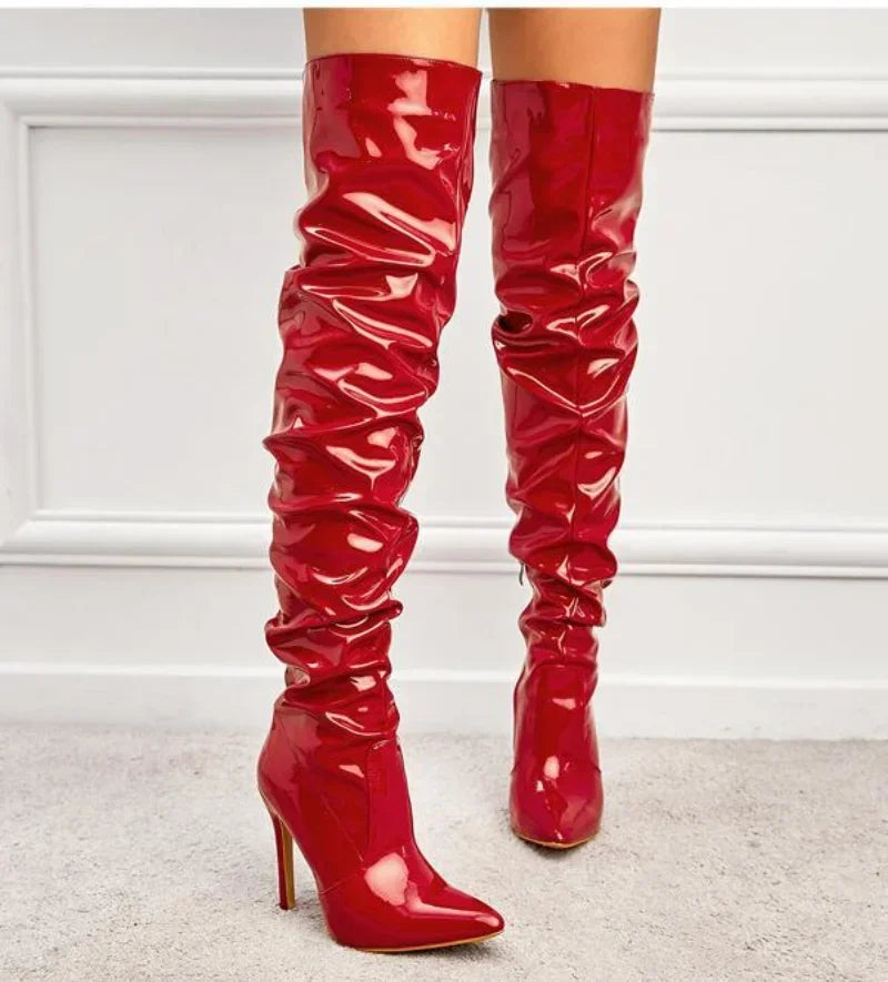 Stylish & Trendy Slouchy Over-The-Knee Stiletto Boots