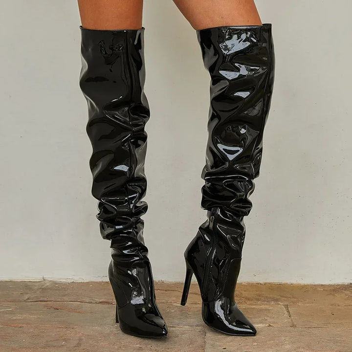 Stylish & Trendy Slouchy Over-The-Knee Stiletto Boots