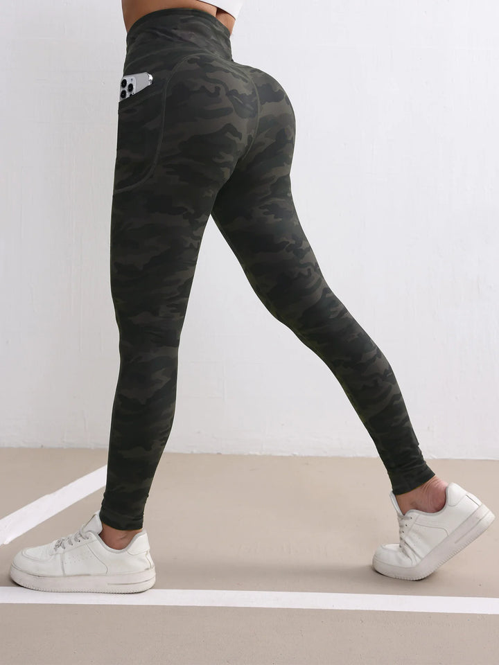 Camouflage High Waist Stretchy Fitness Leggings w Pockets