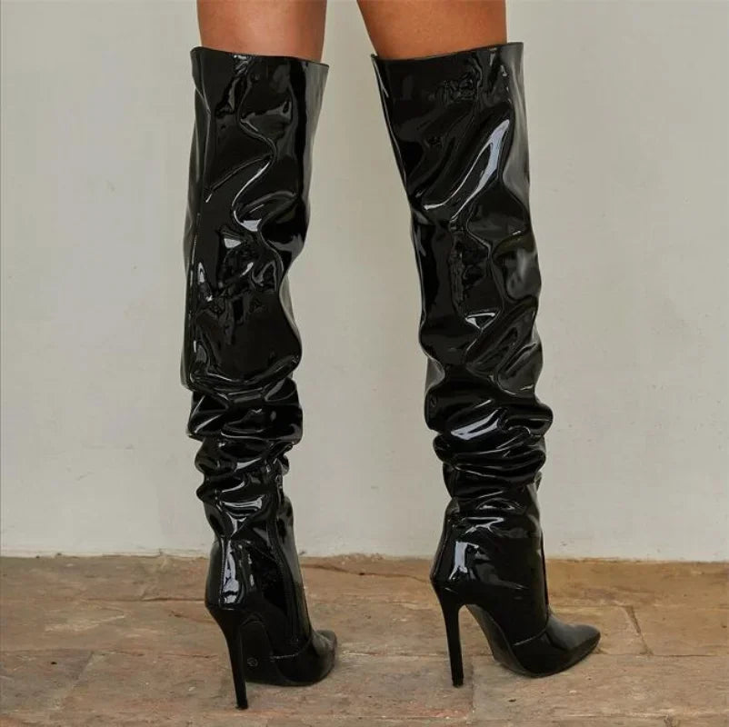 Stylish & Trendy Slouchy Over-The-Knee Stiletto Boots