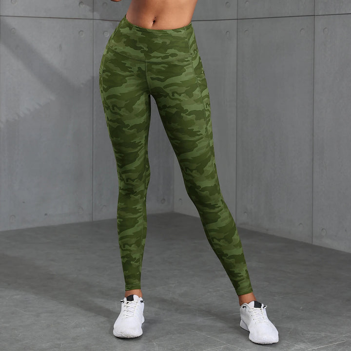 Camouflage High Waist Stretchy Fitness Leggings w Pockets