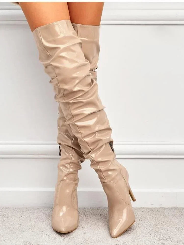 Stylish & Trendy Slouchy Over-The-Knee Stiletto Boots