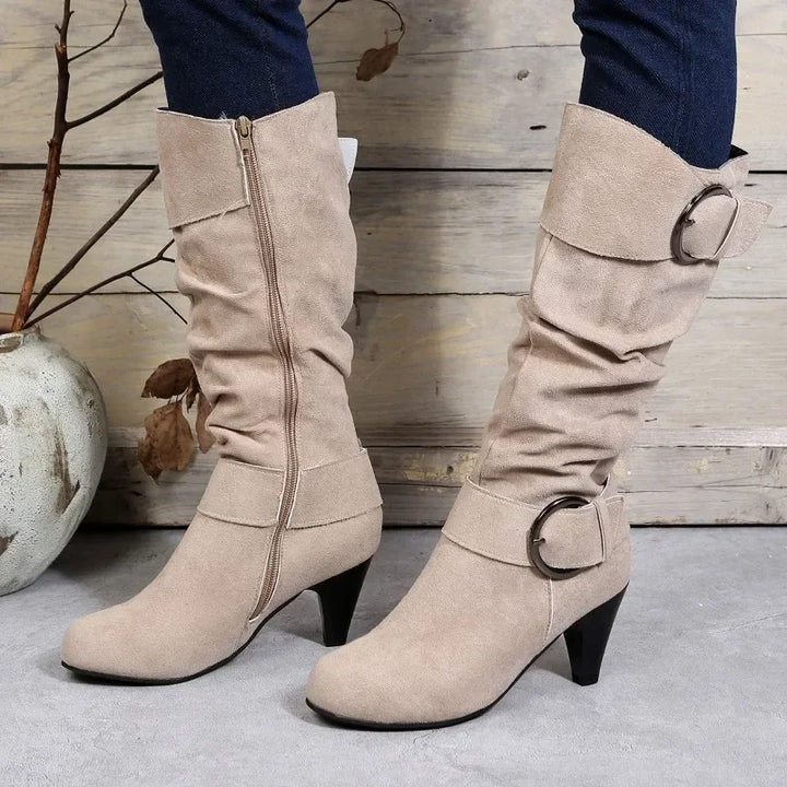 Perfect for 'Work or Play' Knee High Suede Round Toe Boots