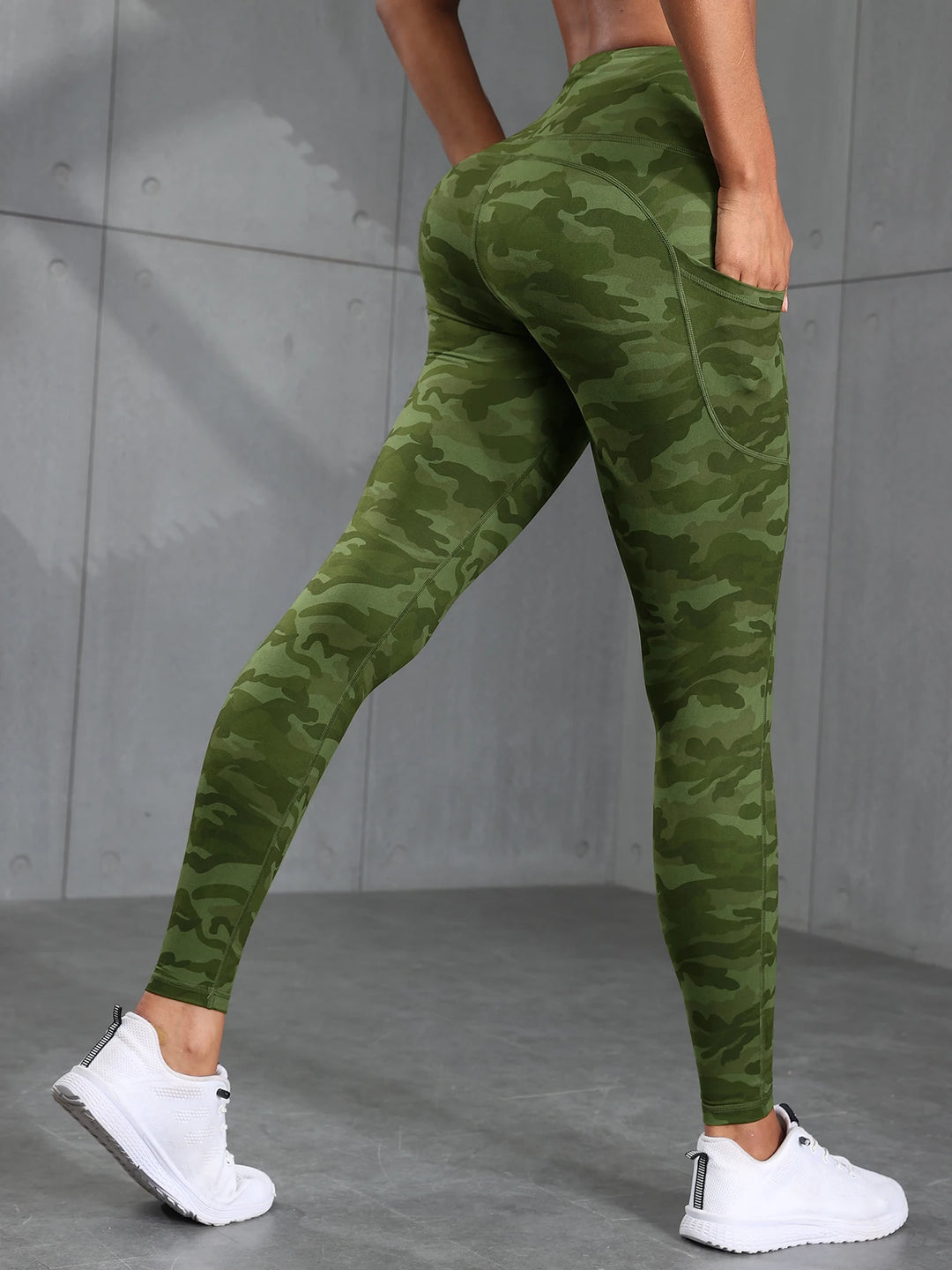 Camouflage High Waist Stretchy Fitness Leggings w Pockets