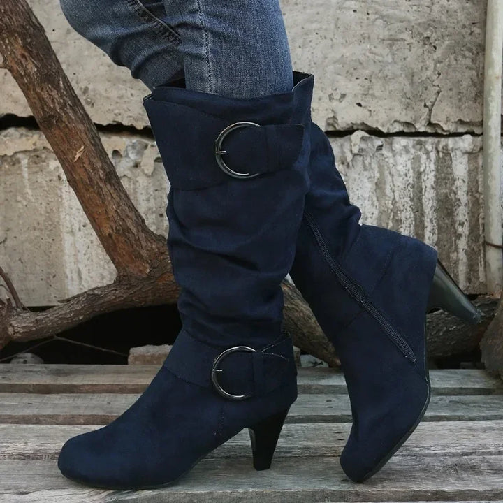 Perfect for 'Work or Play' Knee High Suede Round Toe Boots