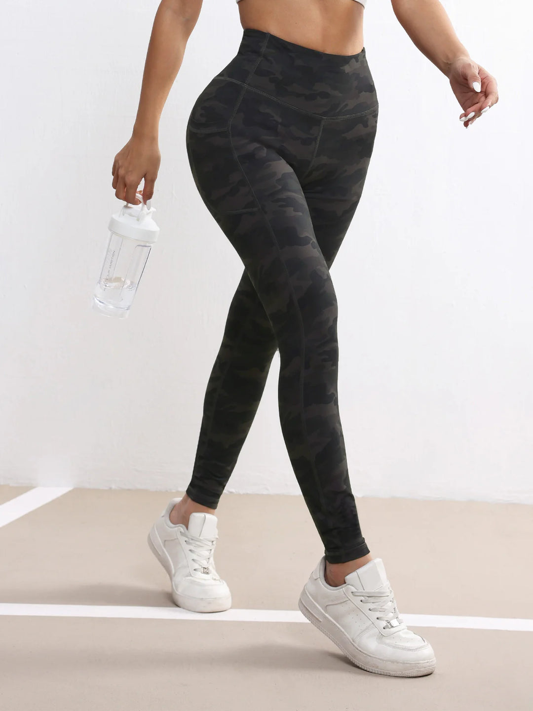 Camouflage High Waist Stretchy Fitness Leggings w Pockets