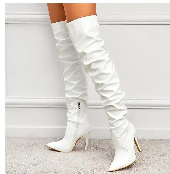 Stylish & Trendy Slouchy Over-The-Knee Stiletto Boots