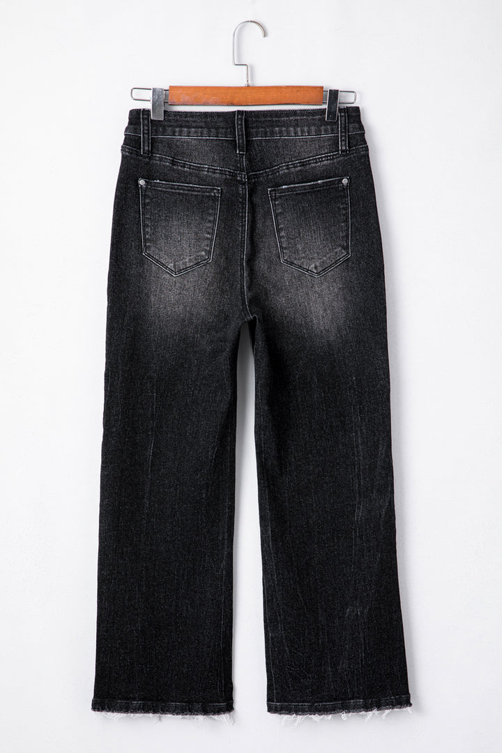 Raw Hem High Waist Flared Jeans in Light, Medium, & Dark Washes