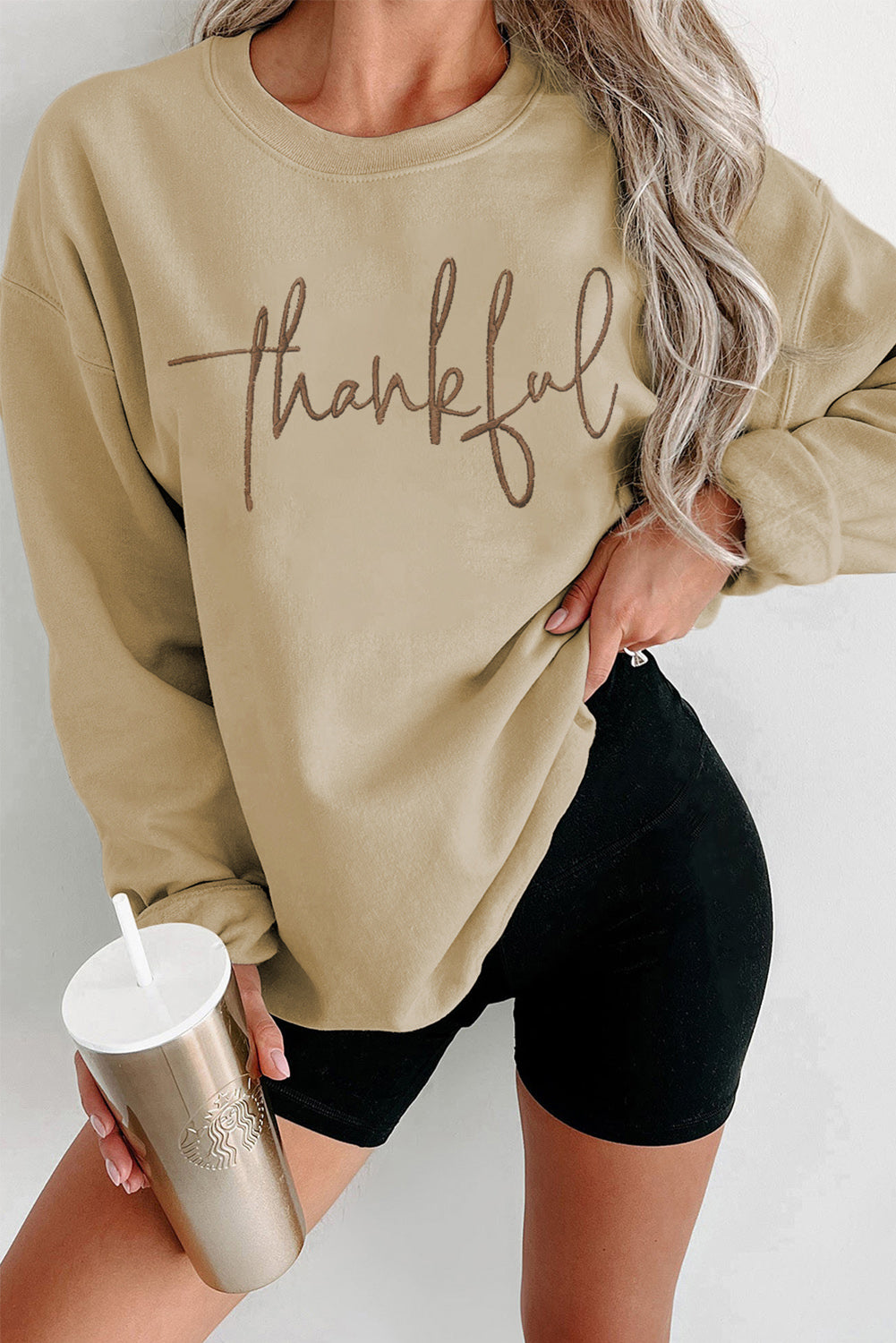 Be Thankful with this Drop Shoulder Pullover Sweatshirt