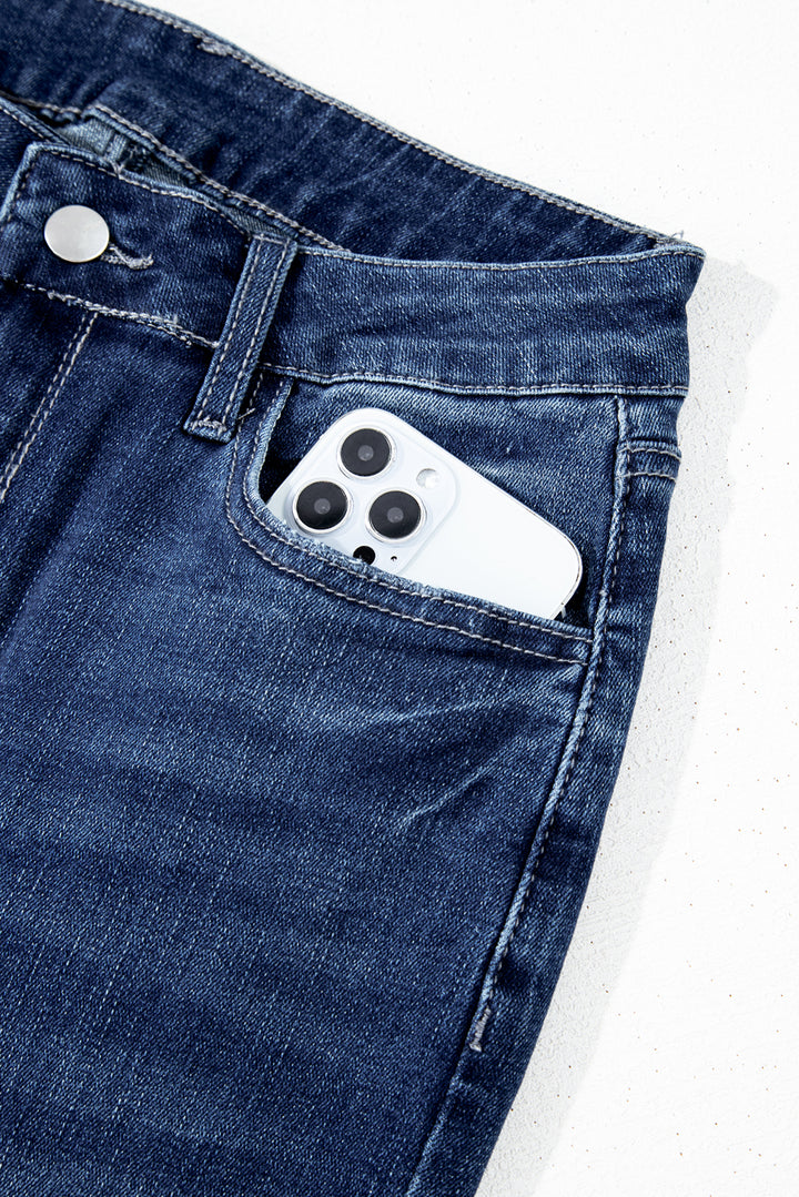 Raw Hem High Waist Flared Jeans in Light, Medium, & Dark Washes