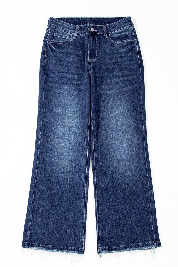 Raw Hem High Waist Flared Jeans in Light, Medium, & Dark Washes