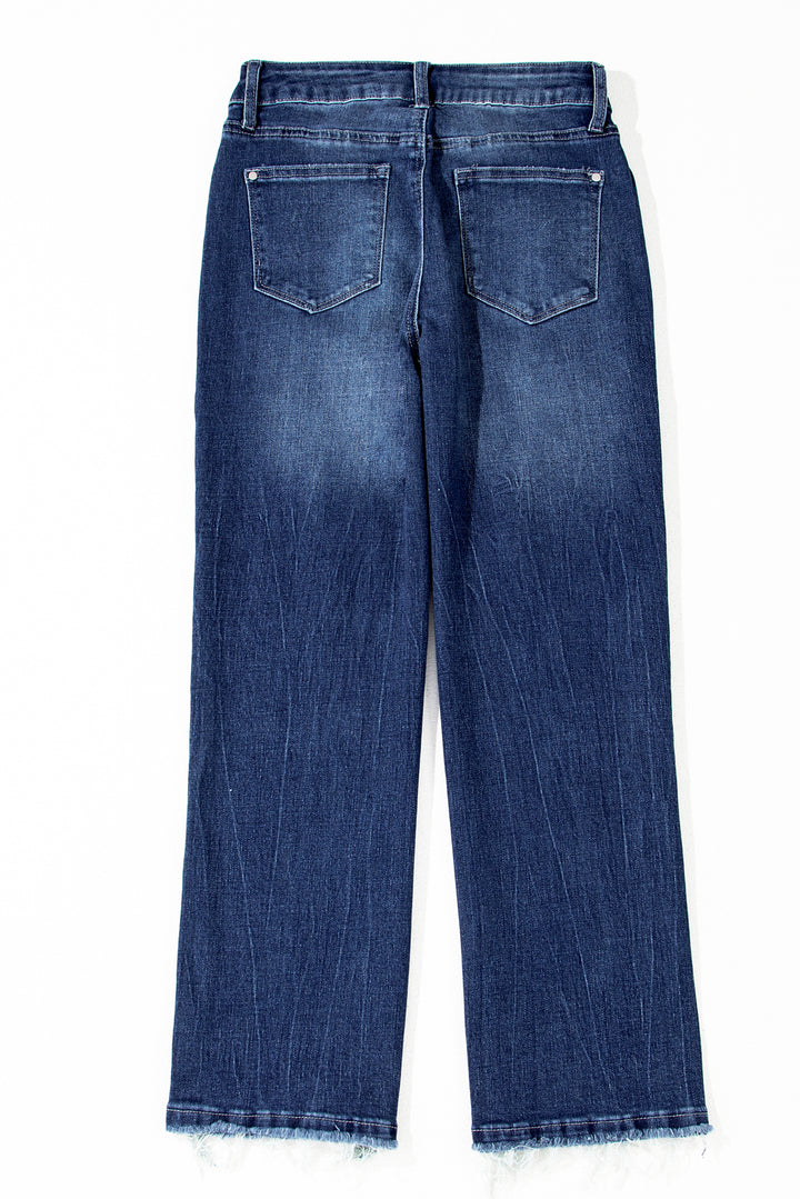 Raw Hem High Waist Flared Jeans in Light, Medium, & Dark Washes